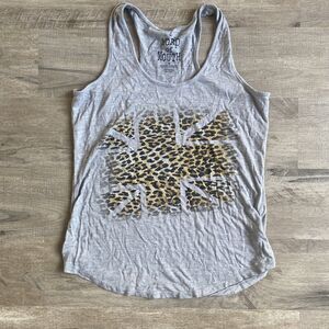 Word of Mouth Tank Top Medium Gray Leopard print design